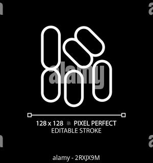 2D customizable thin line white bacilli icon Stock Vector