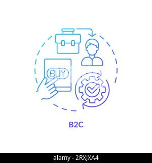 2D gradient thin linear icon B2C concept Stock Vector