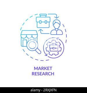 2D gradient thin linear icon market research concept Stock Vector