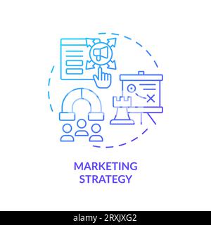 2D gradient thin linear icon marketing strategy concept Stock Vector