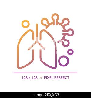 2D simple thin line gradient lung with virus icon Stock Vector