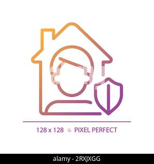 2D simple thin line gradient home quarantine icon Stock Vector