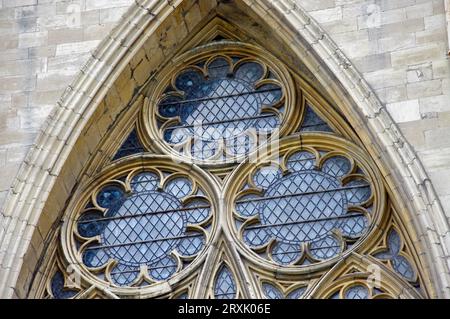 Round Stained Glass windows at York Minster. York, UK. Stock Photo