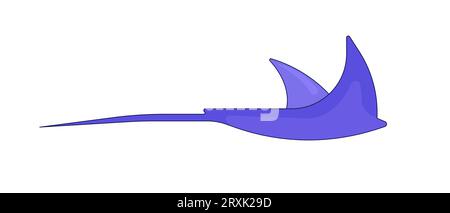 Swimming ray fish 2D linear cartoon character Stock Vector
