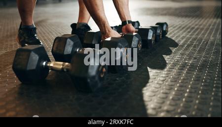 Man lifting weights floor hi-res stock photography and images