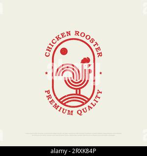 Outline Chicken Rooster restaurant logo design inspiration, Vintage chicken icon vector illustration Stock Vector