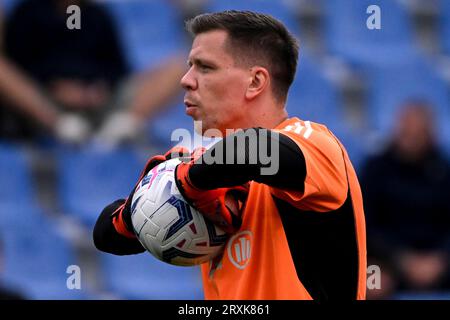 Wojciech Szczesny of Juventus FC warms up during the Serie A football match between US Sassuolo and Juventus FC at Citta del Tricolore stadium in Reggio Emilia (Italy), September 23rd, 2023. Stock Photo