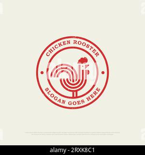 Chicken Rooster logo design inspiration, retro fried chicken restaurant icon vector illustration Stock Vector