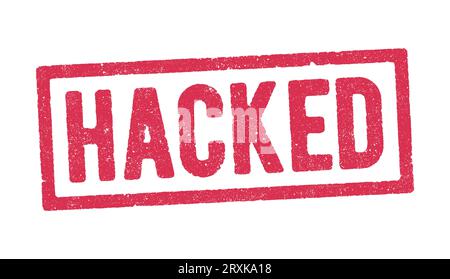 Vector illustration of the word Hacked in red ink stamp Stock Vector
