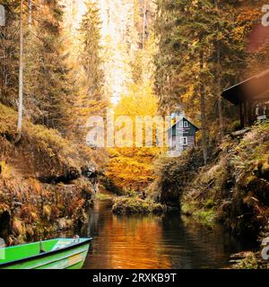 Picturesque view of Hrensko national Park, situated in Bohemian Switzerland, Czech Republic  Stock Photo