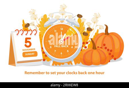 Fall Back Daylight Saving Time Ends 5 November 2023 Info Banner Stock  Illustration - Download Image Now - iStock