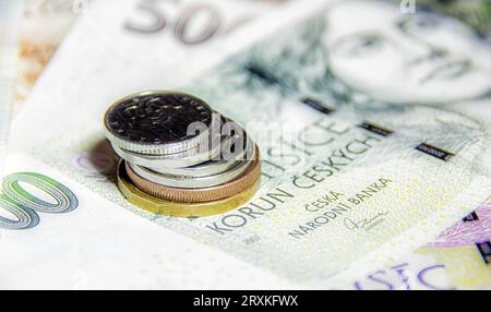 Czech cash money close-up background. Czech Crown. Ceska koruna Stock ...