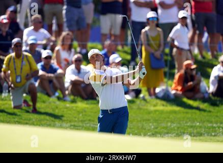 Team Europe's Ludvig Aberg during a practice round at the Marco Simone Golf and Country Club, Rome, Italy, ahead of the 2023 Ryder Cup. Picture date: Tuesday September 26, 2023. Stock Photo