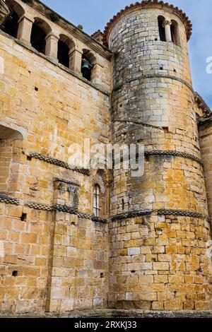 Collegiate church and cloister of Santa Juliana monastery, an example of Romanesque architecture. Santillana del Mar, Cantabria, Spain. Stock Photo