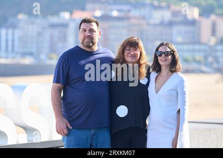 September 26, 2023, Madrid, Madrid, Spain: Laia Costa, Isabel Coixet, Hovik Keuchkerian attended 'Un Amor (One Love)' Photocall during 71st San Sebastian International Film Festival at Kursaal Palace on September 26, 2023 in Donostia / San Sebastian, Spain (Credit Image: © Jack Abuin/ZUMA Press Wire) EDITORIAL USAGE ONLY! Not for Commercial USAGE! Stock Photo