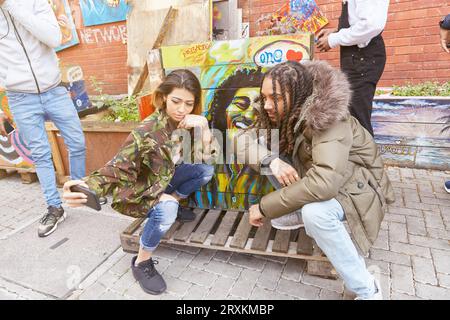 Young couple taking selfie together Stock Photo