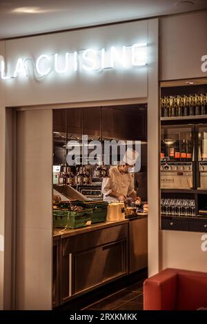 Chef working at restaurant in Lyon, France Stock Photo