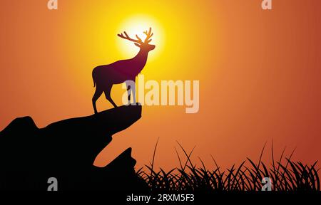 Deer design silhouette. Hand drawn minimalism style vector illustration Stock Vector