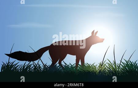 Fox design silhouette. Hand drawn minimalism style vector illustration Stock Vector