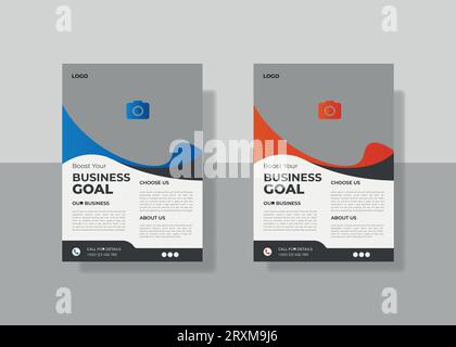 flyer template, vector corporate creative Professional modern simple unique school hospital medical new minimalist elegant flyer in red theme. Stock Vector