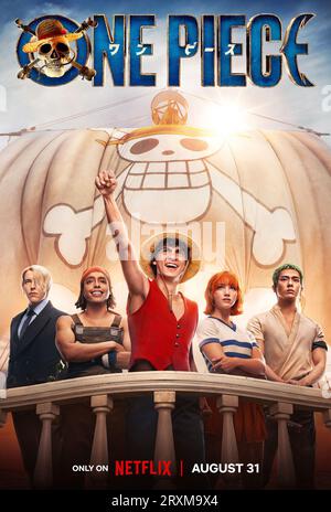 One Piece poster  Inaki Godoy, Mackenyu, Emily Rudd, Jacob Romero, Taz Skylar Stock Photo