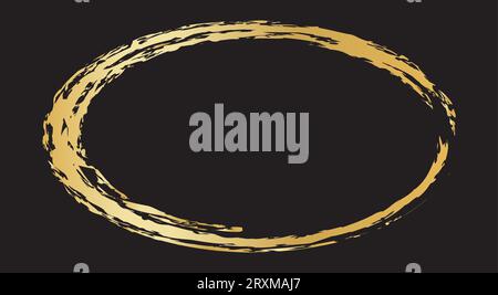 Gold oval frame on a dark background. Premium design template. Luxury style. Vector illustration Stock Vector