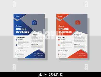 flyer template, vector corporate creative Professional modern simple unique school hospital medical new minimalist elegant flyer in red theme. Stock Vector
