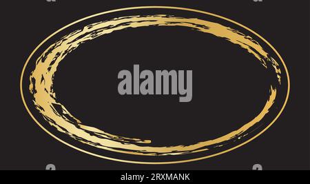 Gold oval frame on a dark background. Premium design template. Luxury style. Vector illustration Stock Vector
