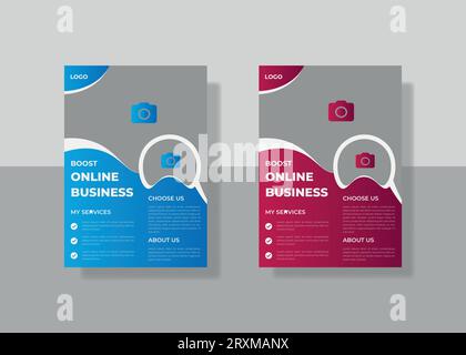 flyer template, vector corporate creative Professional modern simple unique school hospital medical new minimalist elegant flyer in red theme. Stock Vector