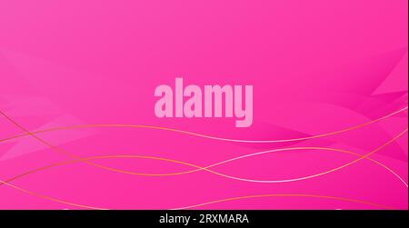 Pink  abstract luxury background with wavy and golden ribbon shiny lines. Modern graphic pattern banner template design. Vector illustration Stock Vector
