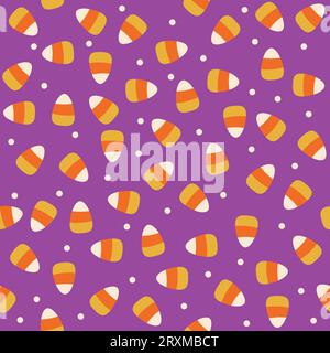 Candy corn Halloween seamless pattern.  Is ideal for baby or toddler girl fabric, gift wrapping, party decoration. Vector illustration Stock Vector
