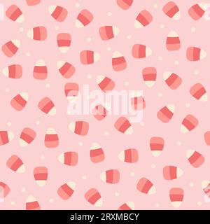 Candy corn Halloween seamless pattern.  Is ideal for baby or toddler girl fabric, gift wrapping, party decoration. Vector illustration Stock Vector
