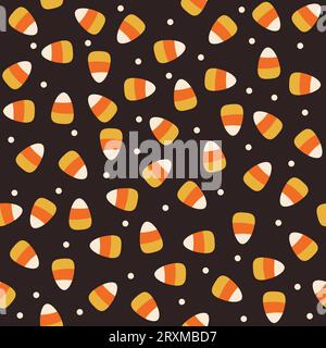 Candy corn Halloween seamless pattern.  Is ideal for baby or toddler girl fabric, gift wrapping, party decoration. Vector illustration Stock Vector