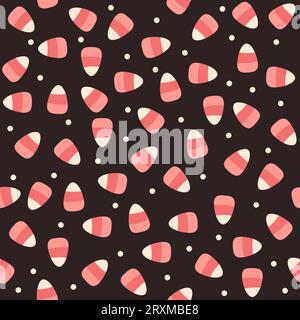 Candy corn Halloween seamless pattern.  Is ideal for baby or toddler girl fabric, gift wrapping, party decoration. Vector illustration Stock Vector