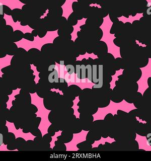 Halloween bat silhouette. Seamless pattern for wrapping paper, clothes print, fabrics, packaging. Vector illustration Stock Vector
