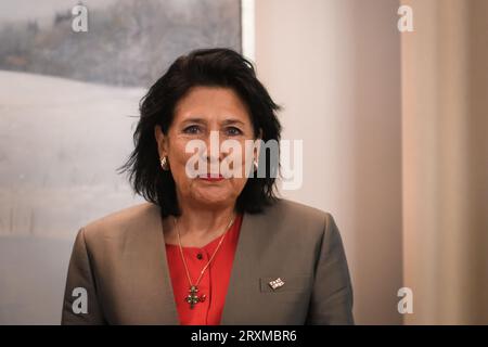 RIGA, Latvia. 26th Sep, 2023. Edgars Rinkevics, President of Latvia meets with Salome Zourabichvili, President of Georgia. Credit: Gints Ivuskans/Alamy Live News Stock Photo