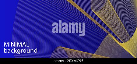Abstract blue banner template . Gold wave lines. Minimal wavy line background for social media cover. Vector illustration Stock Vector