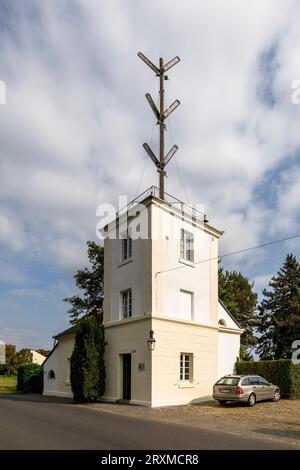 Prussian optical telegraph in the Flittard district, Cologne, Germany. Telegraph station No. 50 of the semaphore system existing between 1832 and 1849 Stock Photo