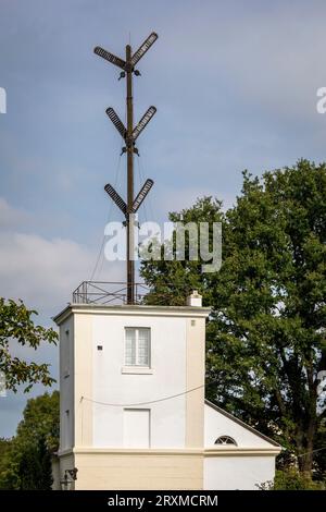 Prussian optical telegraph in the Flittard district, Cologne, Germany. Telegraph station No. 50 of the semaphore system existing between 1832 and 1849 Stock Photo