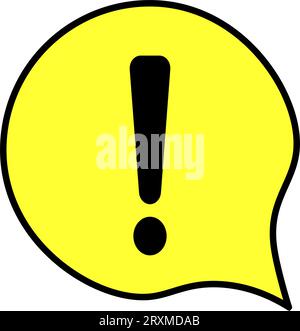 Black warning exclamation sign in yellow speech bubble. Danger sign.  Flat infographic element, template for the design. Vector illustration Stock Vector