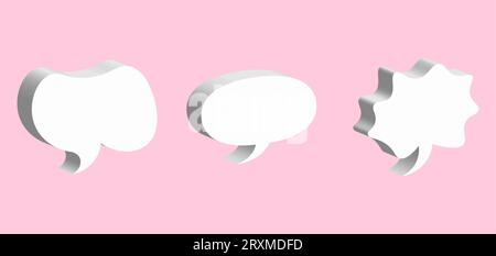 3d speech bubble, social media chat message icon. Empty text bubbles in various shapes, comment, dialogue balloon set. Vector Stock Vector
