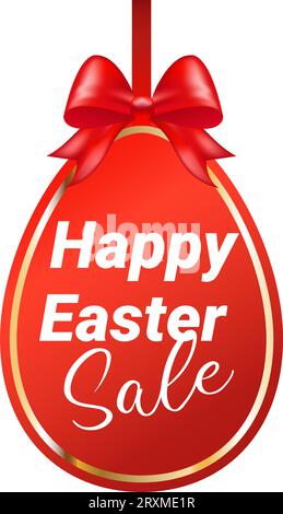 Easter desing. Egg banner with ribbon and bow. Festive background. Decorative illustration for print, web. Vector illustration Stock Vector