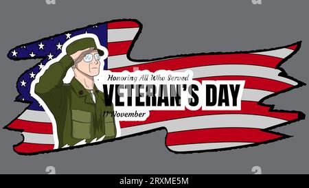 veterans day vector design for sticker, banner or poster Stock Vector