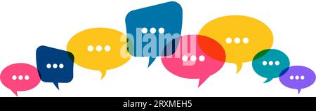 illustration of colored speech bubbles in a row with space for text Stock Vector