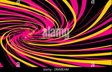 Black-yellow-crimson swirl of dynamic lines of movement on a black background. a background of lines appeared. Vector background in manga style. Stock Vector