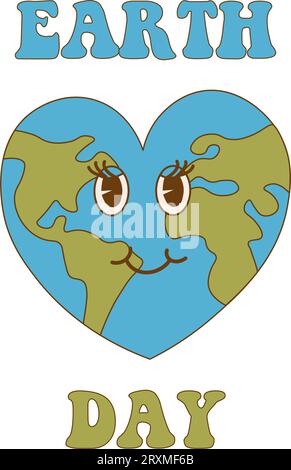 Happy Earth Day. Design with a heart shaped world globe design.Vector  illustration Stock Vector