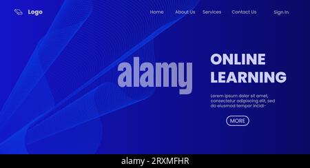 Online education landing page template. Abstract background for e-learning school web site.Vector illustration Stock Vector