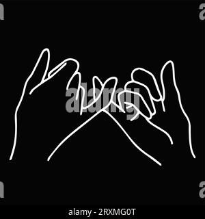 Pinky promise holding fingers hand.Pinky promise on black background. vector illustration Stock Vector