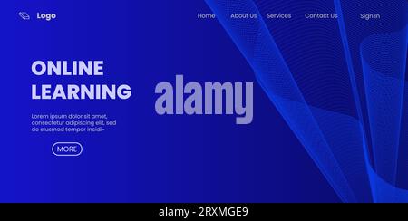 Online education landing page template. Abstract background for e-learning school web site.Vector illustration Stock Vector