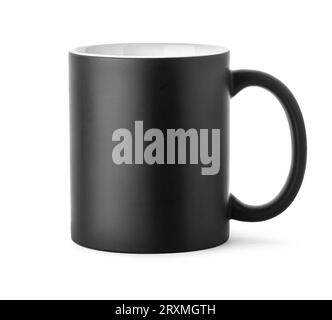 Black matte cup isolated on a white background Stock Photo